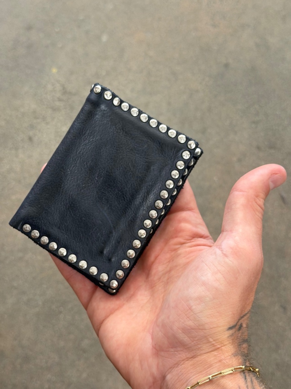 Campomaggi Leather Studded Bifold Wallet in Blue
